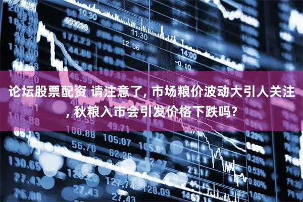 论坛股票配资 请注意了, 市场粮价波动大引人关注, 秋粮入市会引发价格下跌吗?