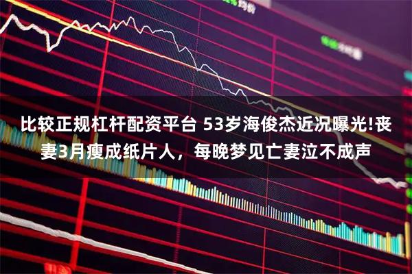 比较正规杠杆配资平台 53岁海俊杰近况曝光!丧妻3月瘦成纸片人，每晚梦见亡妻泣不成声